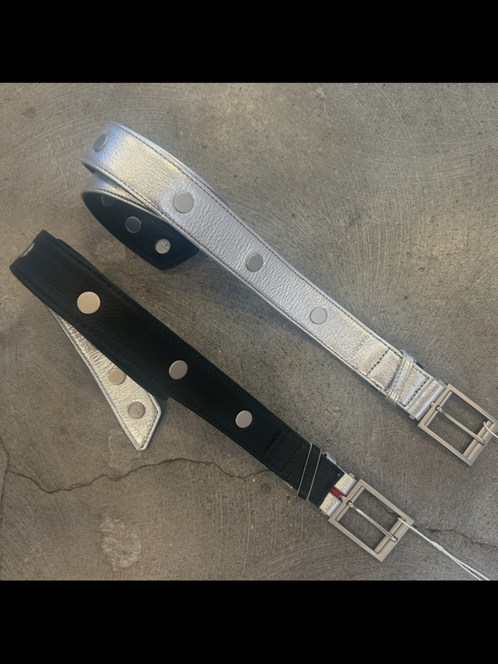 Hammitt Dual-Color Leather Strap — Black & Silver size small